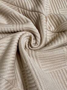 SHEIN 大码休闲纯色羊毛混纺纹理外套，秋冬季 - 杏色 - 查看 7