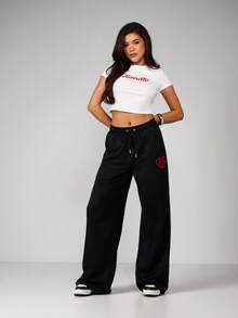 MISSGUIDED White Short Sleeve Bonita Script Logo Baby Tee Crop Top Cotton Blend Casual Fitted Crew Neck Summer Fashion Basic Tee - White - View 4