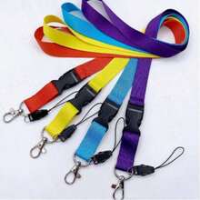 Solid Color Polyester Lanyard, Multi-Color Student ID/Work Badge Detachable Clips Strap Back To School - one-size - View 21