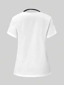 PopScrub Scrub Top, Comfortable Short Sleeve With Pockets - White - View 2