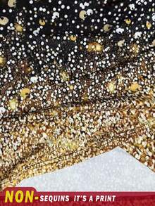 SHEIN LUNE Autumn Party Glitter Long Sleeve Ruched Waist Turtleneck Elegant Short Bodycon Dress, Autumn/Winter - Multicolor - View 3