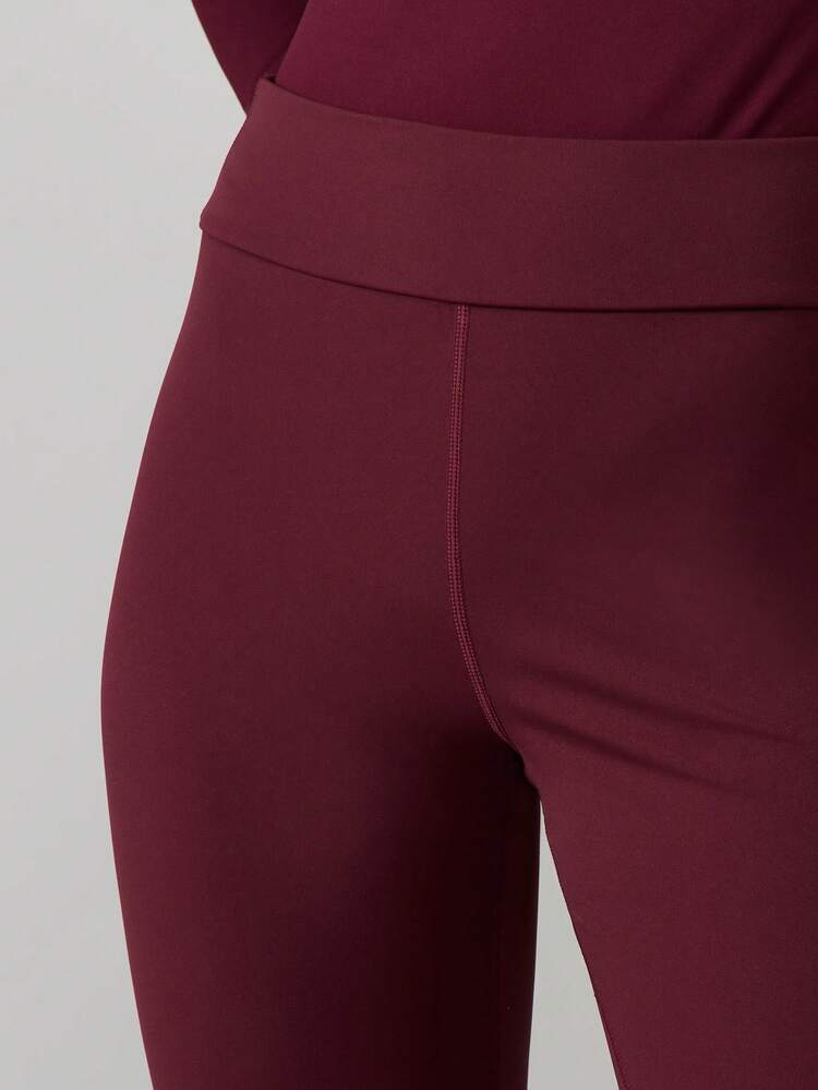 MISSGUIDED Mallas deportivas de longitud completa con costuras fruncidas en color borgoña para yoga, entrenamiento, ejercicio y fitness