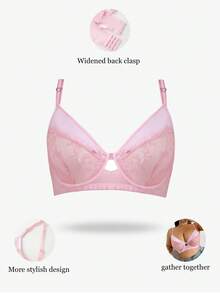 DesireSculpt 1 Áo ngực có gọng ren vá cỡ lớn - Hồng - Xem 3