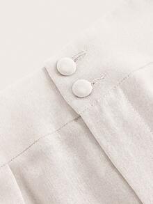 SHEIN Tall CURVE 大码夏季高腰阔腿裤套装，多件套，高腰褶皱阔腿裤，宽松长裤 - 彩色 - 查看 5