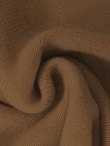 GlowEve 女士蓝色毛衣，新款秋冬金属纽扣不对称开襟羊毛衫，百搭简约通勤设计 - 咖啡棕 - 查看 3