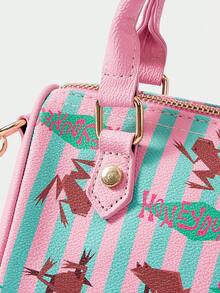 HARRY POTTER X SHEIN 女士时尚条纹青蛙图案手提包 - 粉色 - 查看 10