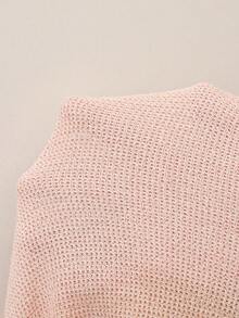 Rosumi 大码女式纯色撞色蕾丝V领七分袖宽松T恤，冬季圣诞新年针织上衣，舒适T恤，情人节、母亲节礼物，舒适休闲海滩春假休闲装 - 白色 - 查看 9