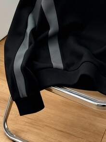 Manfinity Joysei Sudadera con capucha de manga larga y corta con contraste de color para hombres de talla grande - Negro - Ver 4