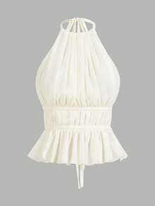 Comfortcana Áo hai dây hở lưng màu trơn gợi cảm cỡ lớn, mùa hè - Màu be - Xem 3