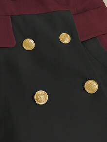 GlowEve 女式翻领撞色纽扣装饰口袋西装外套 - 彩色 - 查看 5