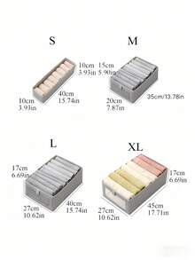 半件装亚麻布收纳盒，带透明窗口，适用于衣柜、卧室、家居收纳，白色T恤（女款）、黑色裤子（女款）、女士冬装、连衣裙、女士冬季服装、优雅女装、白色衬衫（女款）、长袖衬衫、白色连体裤（女款）、春季连衣裙、春季套装、春季服装、简约风、夏季上衣 - 灰色 - 查看 3