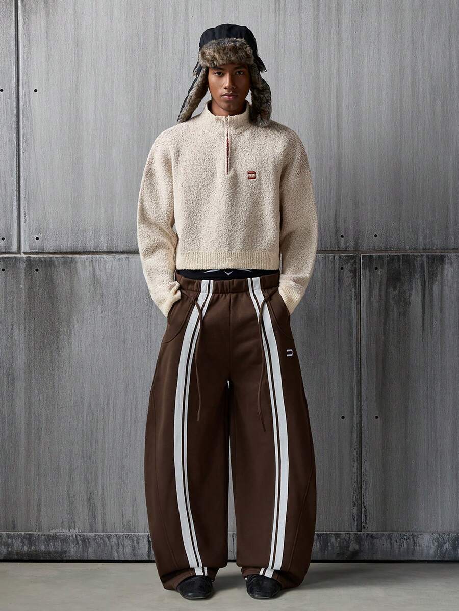 NEON BLANC Brand - Men's New Pullover Sweater - Half Zip Fashionable - Loose Casual - Beige - View 1