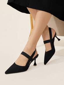 CUCCOO BASICS Women's Fashionable Elegant Charming Bow Rhinestone Decor Glitter Golden Pointed Toe Comfortable Party Banquet Pumps - Black - View 8