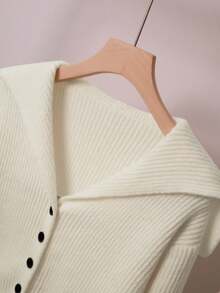 Franclia Women's White Basic 2-Piece Set,Autumn Back-To-School Graduation Reggae Elegant Collared Raglan Sleeve Jacket,Bow Tie Pocket Straight Leg Pants Plus - Apricot - View 3