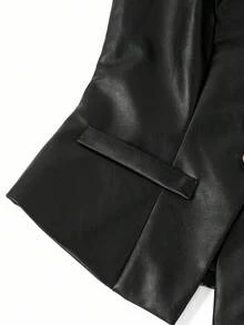 Ellevyn 大码纯色背心和裤子两件套，通勤风格 - 黑色 - 查看 5