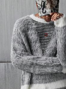 NEON BLANC Brand - Men's New Pullover Fleece Sweater - High Fashion - Loose Casual Comfortable - Grey - View 5