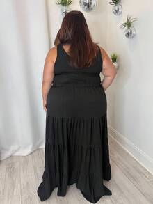 Enliva 大码女式黑色大摆下摆长裙 - 黑色 - 查看 2