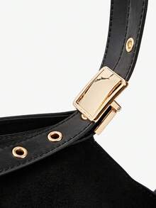 SHECARRY FASHIONABLE VERSATILE CASUAL LARGE CAPACITY WOMEN HANDBAG - Black - View 7