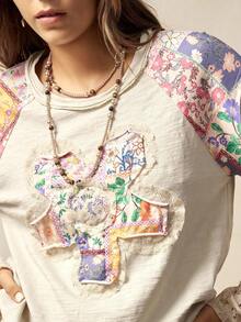 Bohemela Áo thun nữ Boho Thu/Đông/Xuân kiểu vintage, chất liệu dệt kim trơn màu phối ren hoa văn Paisley, cổ tròn, tay dài, dáng rộng, thích hợp cho kỳ nghỉ, đi xem hòa nhạc, đi nghỉ mát, đi học, Giáng sinh và Năm mới. - Màu be - Xem 9