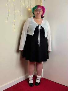 Enliva 女士加大尺寸針織開衫和細肩帶連衣裙純色套裝