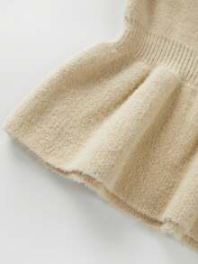 SHEIN Franclia New Autumn/Winter Gentle Elegant Commuting Cinched Waist Knitted Women Pullover Sweater Peplum Top Women Peplum Tops White Peplum Top Peplum Blouse Winter Clothes For Women Sweaters - Khaki - View 3