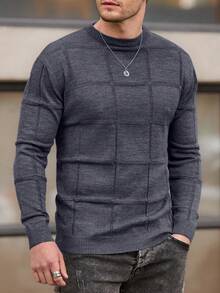 EURMUSE Men Patch Detailed Round Neck Regular Sweater - Navy Blue - View 9