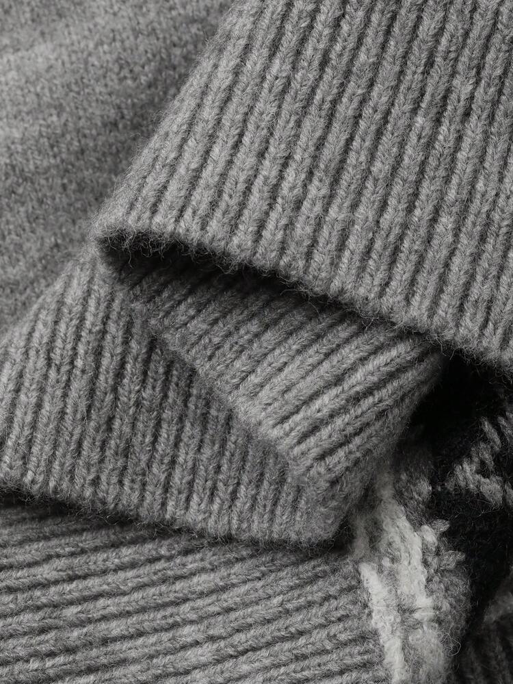 Men's Vintage Pattern Jacquard Thick Crew Neck Sweater, Autumn/Winter