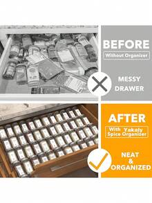 1 pieza Organizador de cajón de especias - Expandible, Acrílico, Ajuste personalizado - Organiza los cajones de la cocina, Estante para frascos de especias, Armarios, Despensa - Blanco - Ver 7