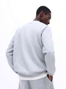 SUMWON 男士浅灰色圆领长袖套头卫衣休闲上衣 - 淺灰色 - 查看 3