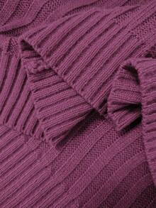 SHEIN EZwear 大码高领宽松粗针织灯笼袖毛衣连衣裙，秋冬款 - 中紫紅色 - 查看 8