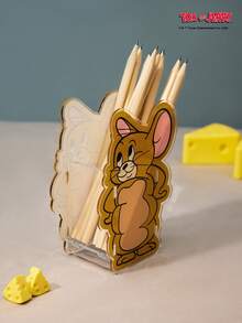 TOM & JERRY X Joivida 杰瑞老鼠造型亚克力收纳盒，汤姆和杰瑞IP Tr Endy桌面整理盒，可爱透明杂物收纳装饰