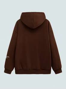 Modcrash 男士洛杉矶字母口袋连帽卫衣，秋冬新品 - 棕色 - 查看 2