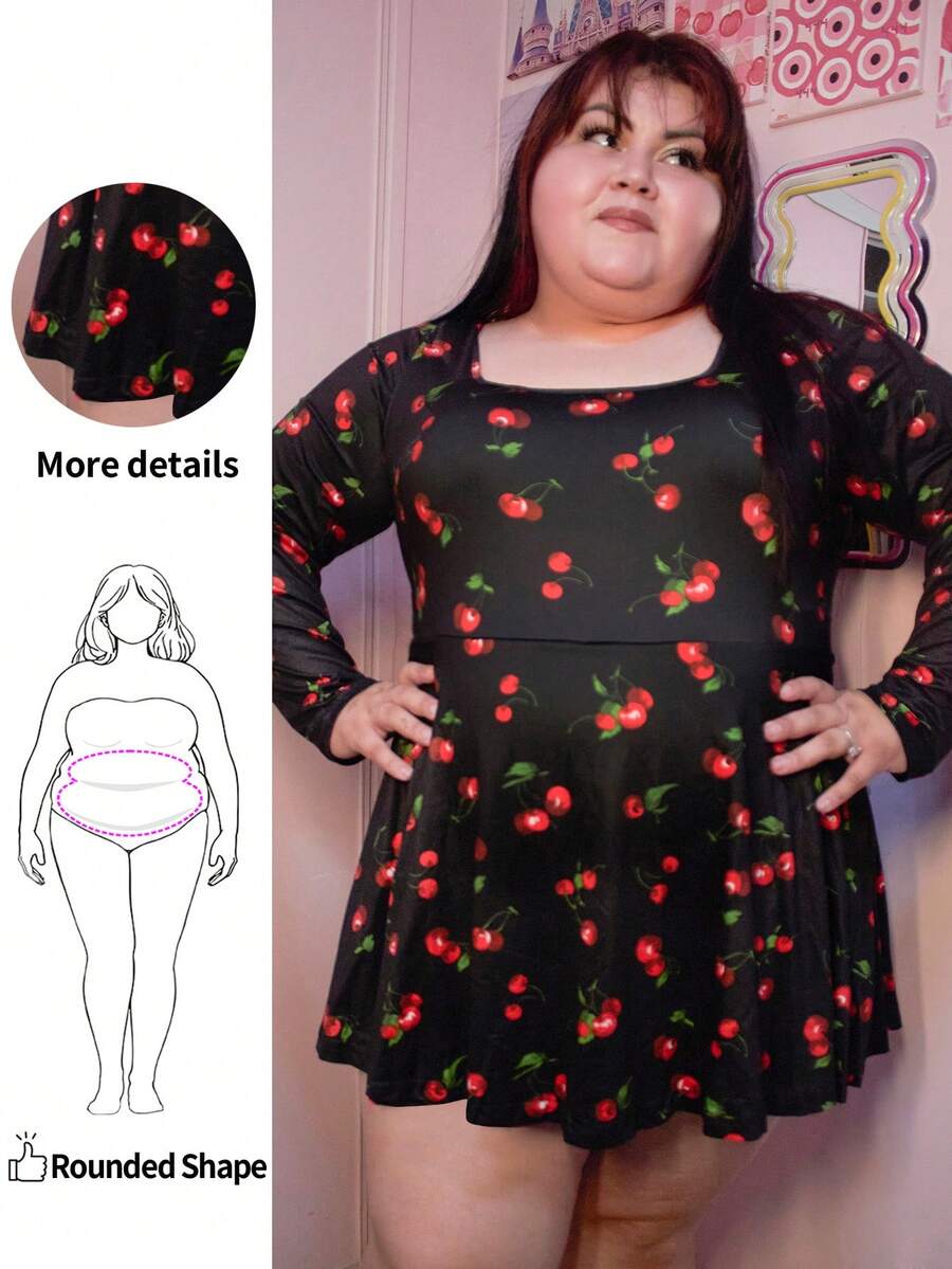 Enliva 大码女式樱桃印花连体裤 - 彩色 - 查看 1