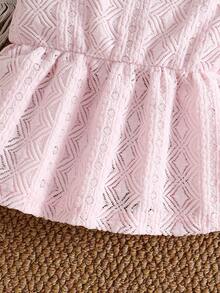 Vintaside Kids Baby Girl Holiday Christmas Casual Pink Jacquard Fabric Ruffle Hem Cami Top And Shorts Sets, It's Ideal For All Kinds Of Party Activities - Pink - View 5