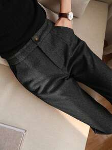 EMERY ROSE Plus Size Versatile Casual Pants, Suitable For Commuting, Autumn/Winter - Black - View 3