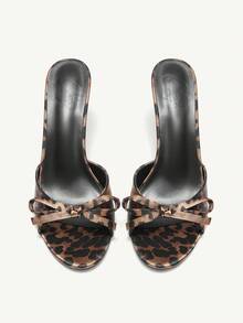 CUCCOO CHICEST Brown PU Women's Mule Pointed Toe High Heel Sandals Elegant Sandals Leopard Print Summer Shoes Summer Break Easter Prom Heels For Christmas Elegant Shoes Wedding Shoes Summer Shoes Bride Shoes - Coffee Brown - View 15