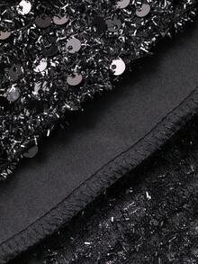 DAZY Damen Pailletten Patchwork einfarbiger eleganter glamouröser Rock für Silvester - Schwarz - Übersicht 4
