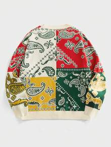 EASEVO Áo khoác cardigan nam cỡ lớn kiểu dáng thường ngày phối màu họa tiết hoa điều, áo khoác cardigan dệt kim hoa dành cho nam mùa thu/đông. - Nhiều màu - Xem 8