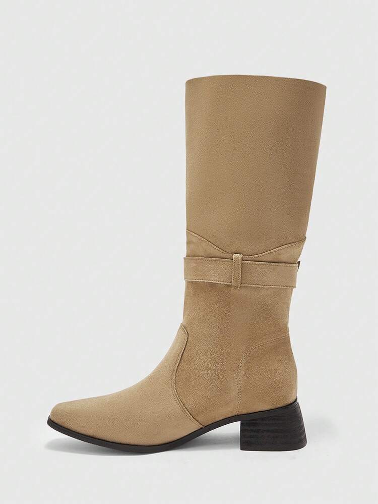 CUCCOO BIZCHIC Women's Fashion Versatile Commuter Chunky Heel Mid-Calf Boots For Christmas