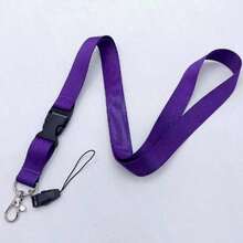 Solid Color Polyester Lanyard, Multi-Color Student ID/Work Badge Detachable Clips Strap Back To School - one-size - View 26