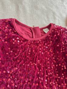 PrepCrw 年轻女孩优雅串珠网眼圆领泡泡袖派对连衣裙 - 紅色 - 查看 6