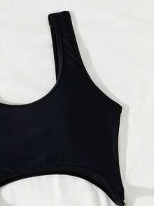 Swim SXY 鏤空環鏈連體泳衣 - 黑色 - 查看 6