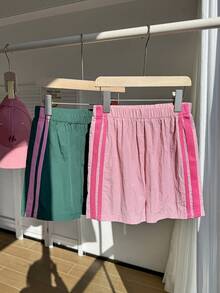 1pc Girls' Black Casual Shorts, Simple Daily Design, Non-Fleece Structure, Suitable For School, Outdoor Play And Autumn/Winter Outfits - Multicolor - View 4