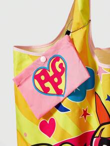 THE POWERPUFF GIRLS X SHEIN 1件装，星月飞天小女警背心包可折叠手提包，适合女性 - 多色1 - 查看 4