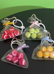 Joivida INS风包包，网球钥匙扣，小众可爱少女蝴蝶结包饰，汽车挂饰，圣诞节，情人节 - 彩色 - 查看 1