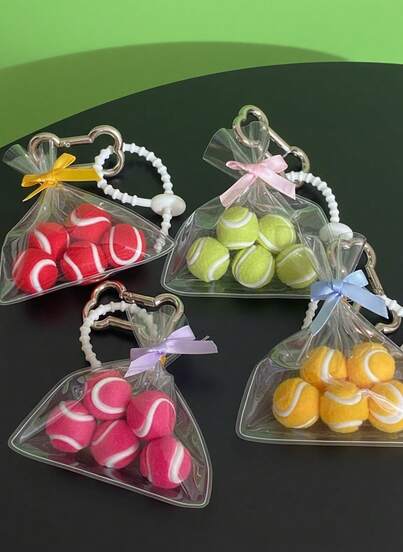 Joivida INS风包包，网球钥匙扣，小众可爱少女蝴蝶结包饰，汽车挂饰，圣诞节，情人节