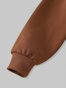 Sparklyn 3件套/儿童套装：大童纯色刺绣宽松圆领上衣+格子条纹披肩+配套休闲运动裤 - 咖啡棕 - 查看 8