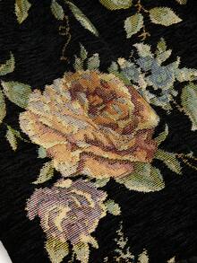 Sweetra 方领镂空长袖提花优雅中世纪复古公主宫廷镂空系带可爱派对A字长裙，适合大码女性 - 黑色 - 查看 3