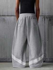 NEON BLANC Men's Hoodie And Trousers, Sporty Style, Striped Design, Loose Fit, Street Style.