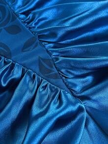 Maweii 大码女式休闲修身圆领长袖连衣裙 - 寶藍色 - 查看 8